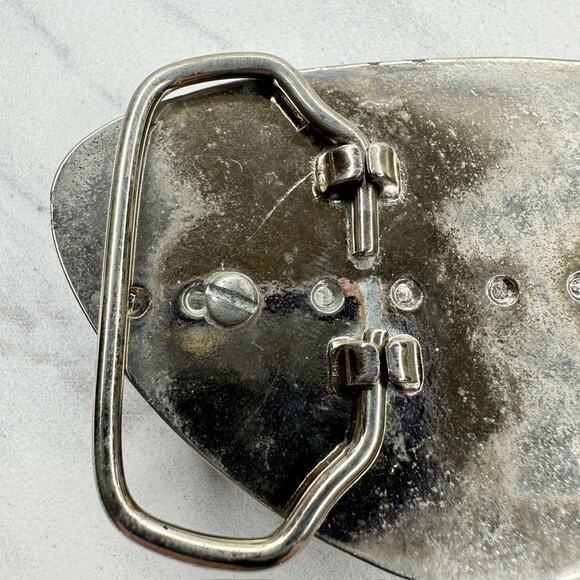 Vintage Abalone Shell Western Belt Buckle Silver Southwestern ✨ - Picture 8 of 10